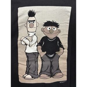 Bert Ernie Vintage Shirt Sesame Street Jim Henson Shadow Graphic Black Size XL